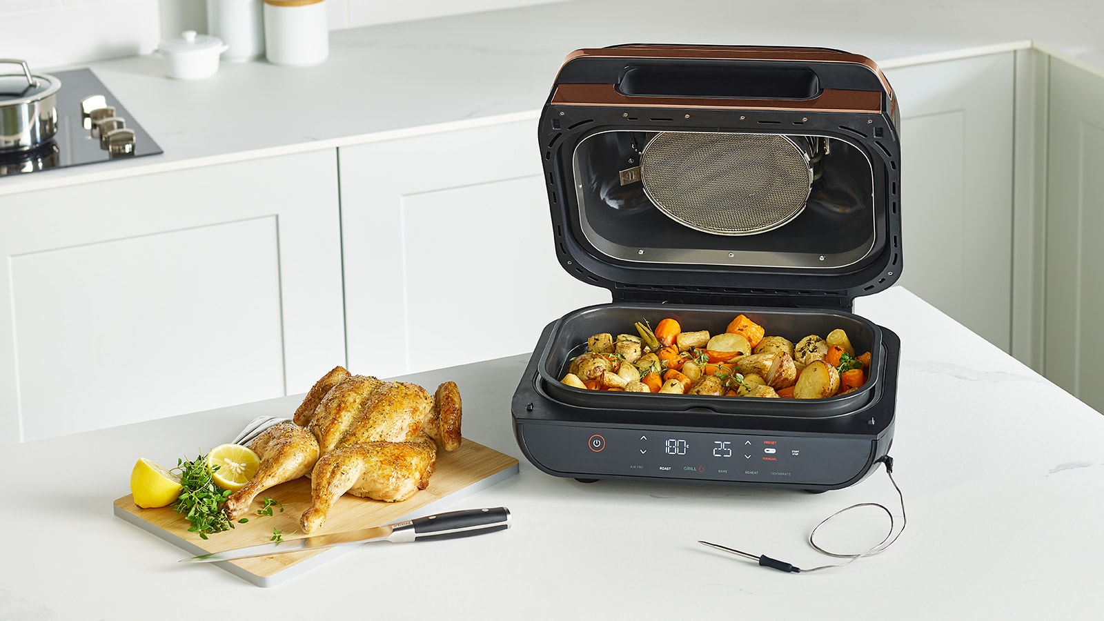 Ninja Deluxe Black & Copper Edition Foodi MAX Health Grill & Air Fryer